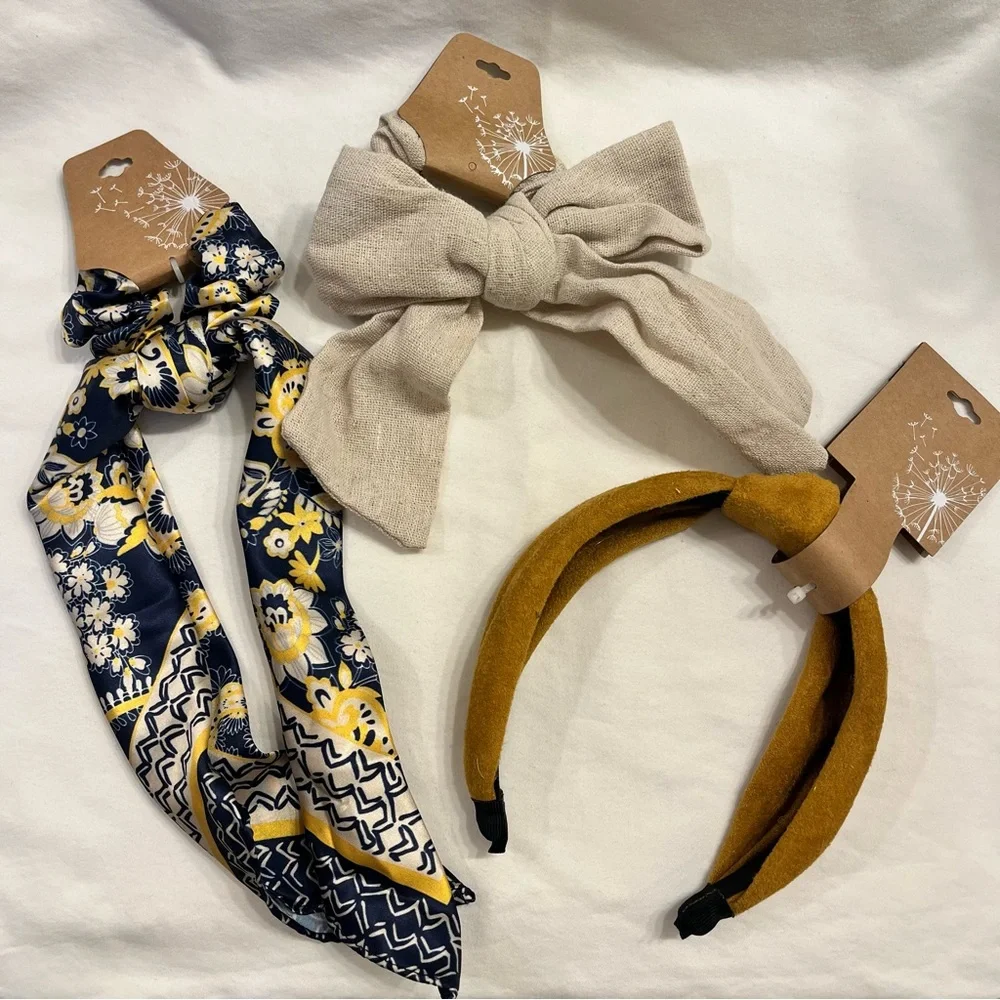 Hair Accessories 3pc Headband & Hair Scarf Set Bow Knot Neutral Bundle‎ NWT